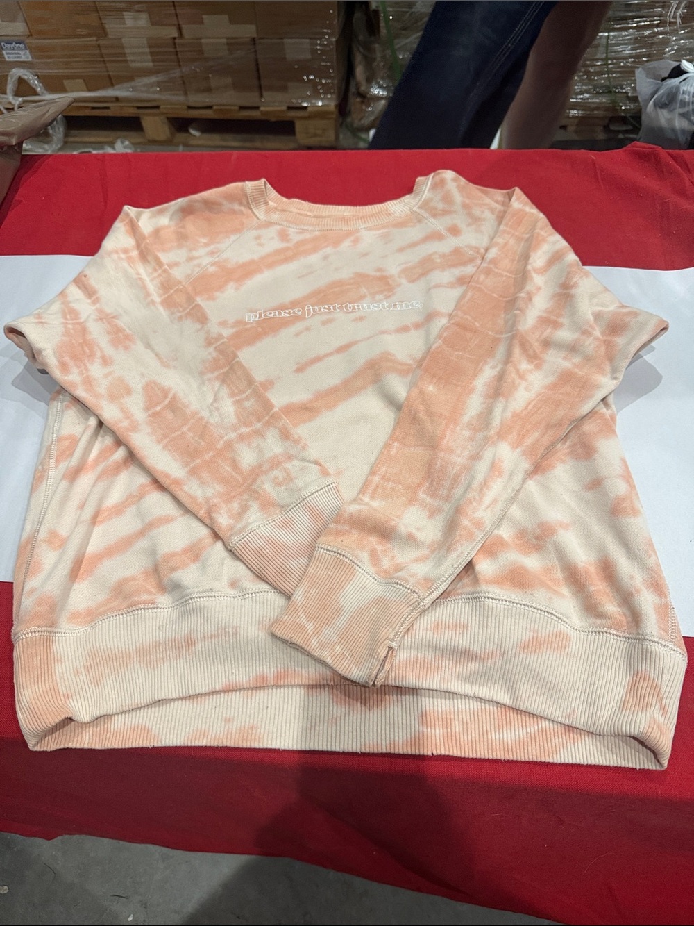aerie Peach & Cream Tie-Dye Crewneck Sweater